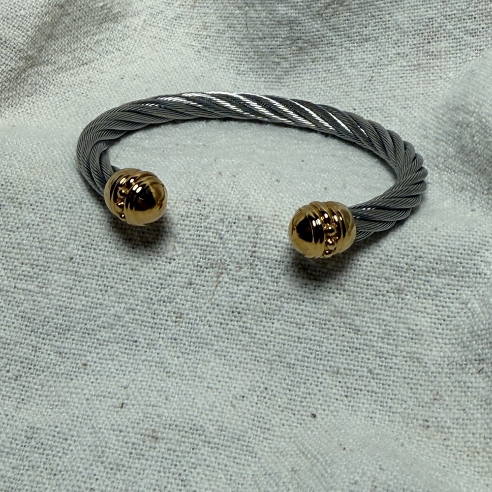 Twisted Cable Bracelet with Gold Accents